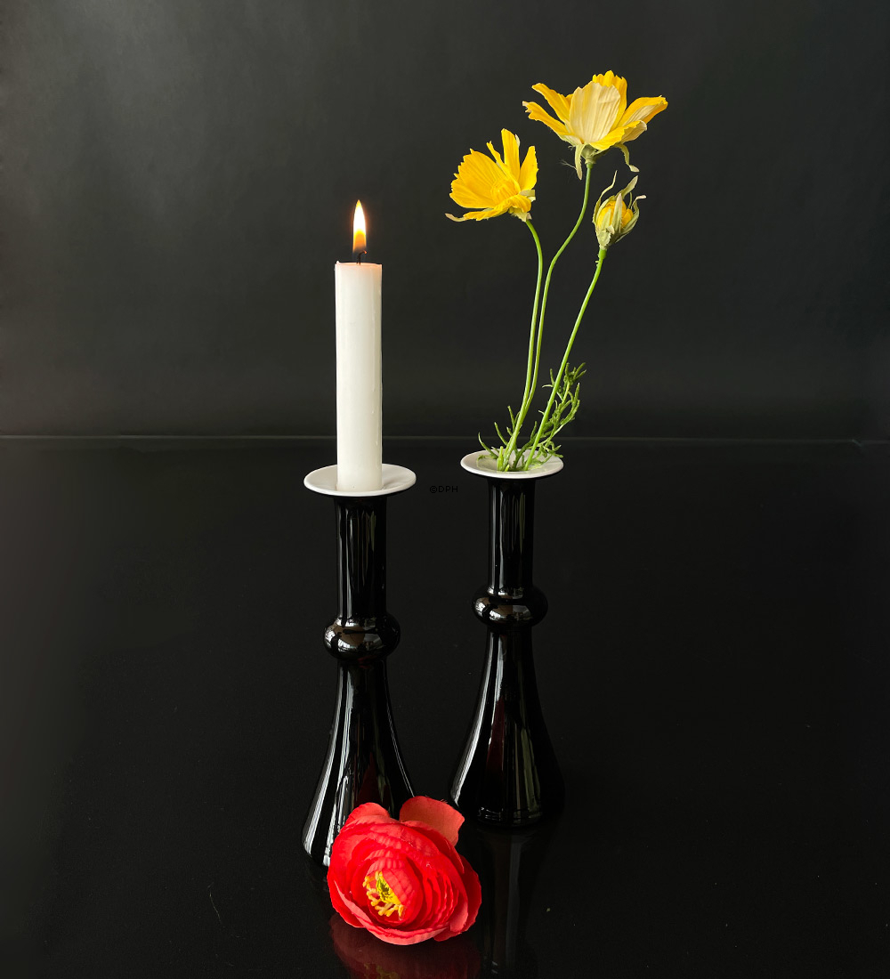 Holmegaard H.G PALET Vase / Leuchter schwarz/weiß Design Michael Bang