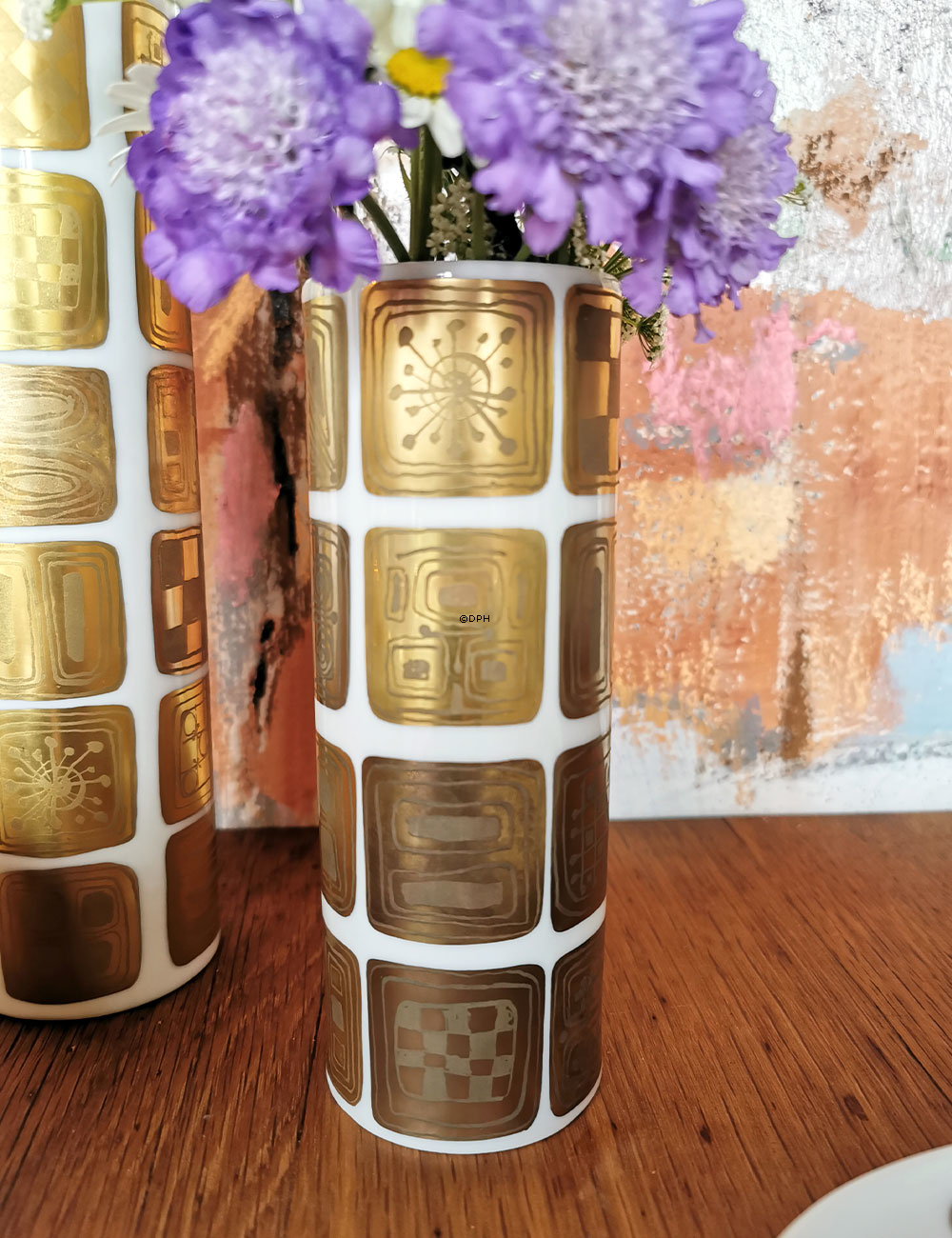 Rosenthal Bjørn Wiinblad Vase, Quatre Couleurs, in Gold dekoriert, 16 cm