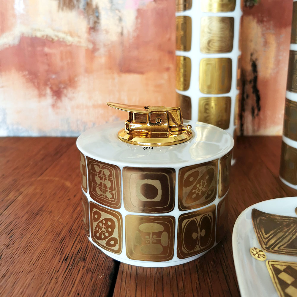 Rosenthal Bjørn Wiinblad Feuerzeug Nr. 2277, Quatre Couleurs, in Gold dekoriert