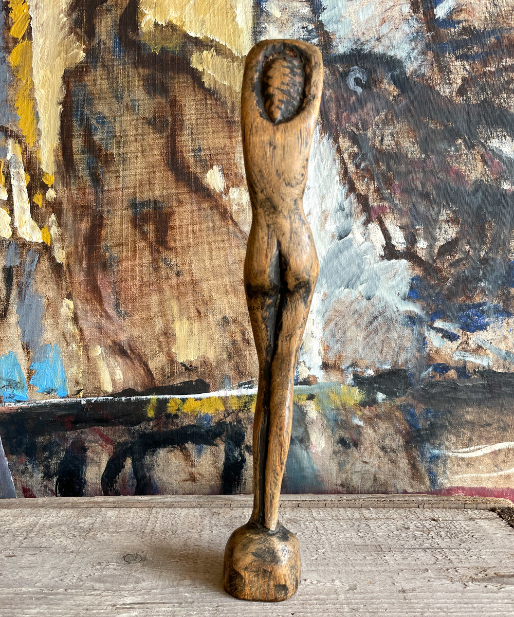 Otto P Frauenfigur, Holzfigur. Signiert mit "Otto P", Otto Pedersen, 1902-95, Odense