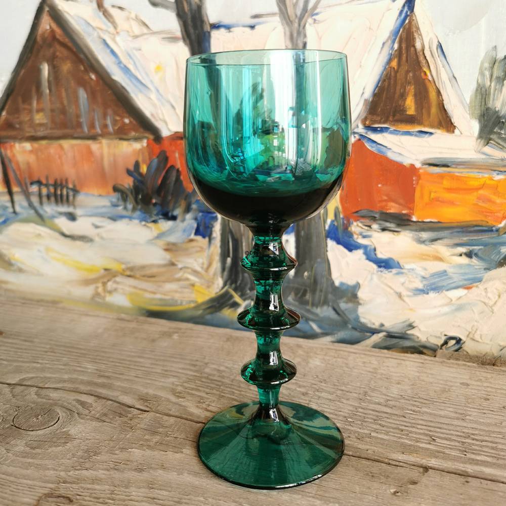 Vintage Trinkgläser 11 Stk. - Dunkelgrün/türkis mit schönem Stiel