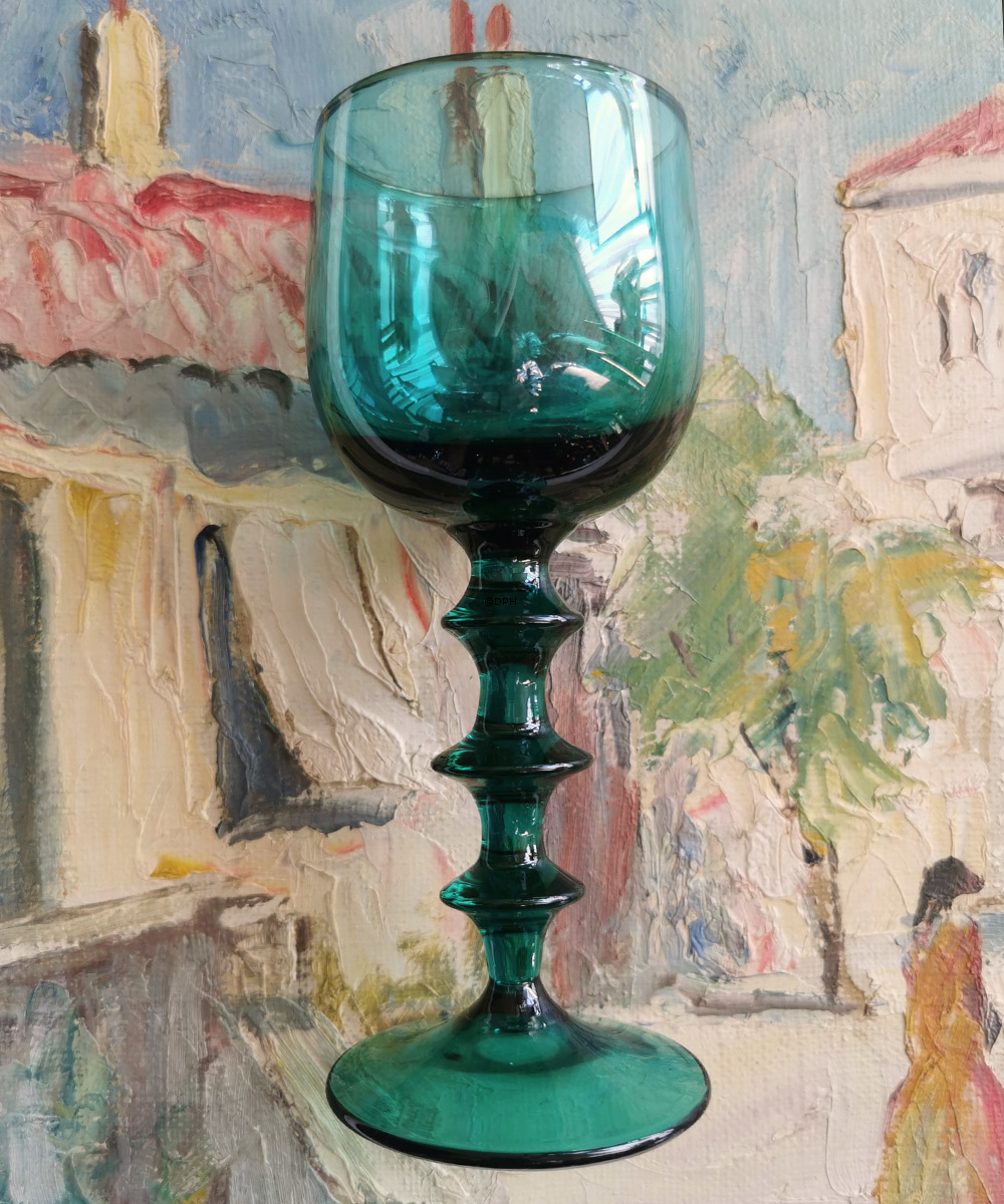 Vintage Trinkgläser 11 Stk. - Dunkelgrün/türkis mit schönem Stiel