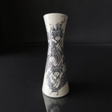 Vase/Krug von Bjørn Wiinblad in Schwarz/Weiß mit Damen und Pfauen, Nr. 3165-472.