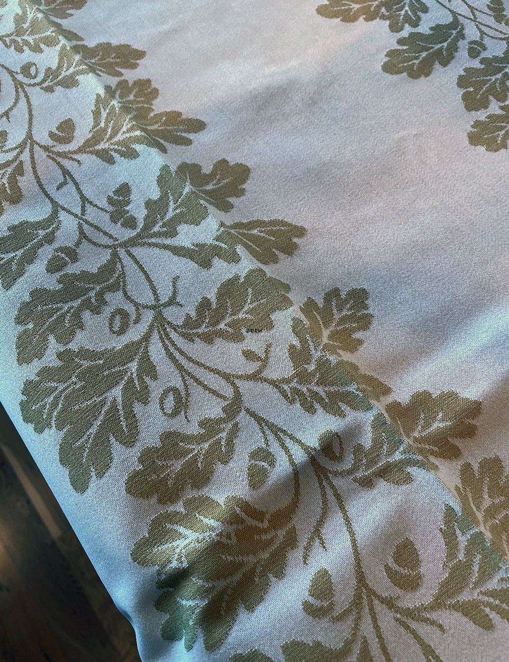 Tischdecke und 12 Serviette, gelb/off-weiß, Vintage, die Tischdecke misst 145 x 300 cm.