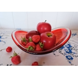 Glas Serviertablett in rot mit gewelltem Rand