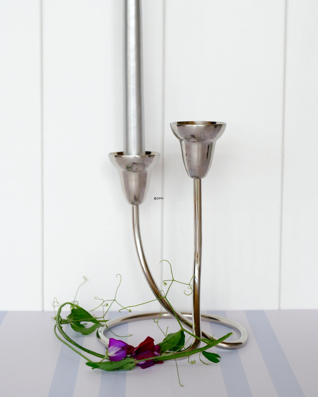 Antike Georg Jensen Swing Kerzenständer, für 2 Kerzen, aus Edelstahl