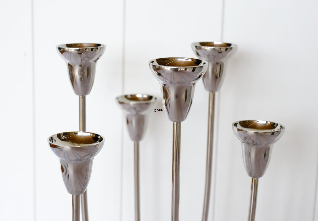 Antike Georg Jensen Swing Kerzenständer, für 6 Kerzen, aus Edelstahl