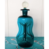 Holmegaard Blaue Glug-Flasche mit Pfropfen, Glas
