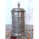 Zinnbecher mit Deckel und Henkel
