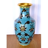 Chinesische Cloisonné-Vase, hellblau