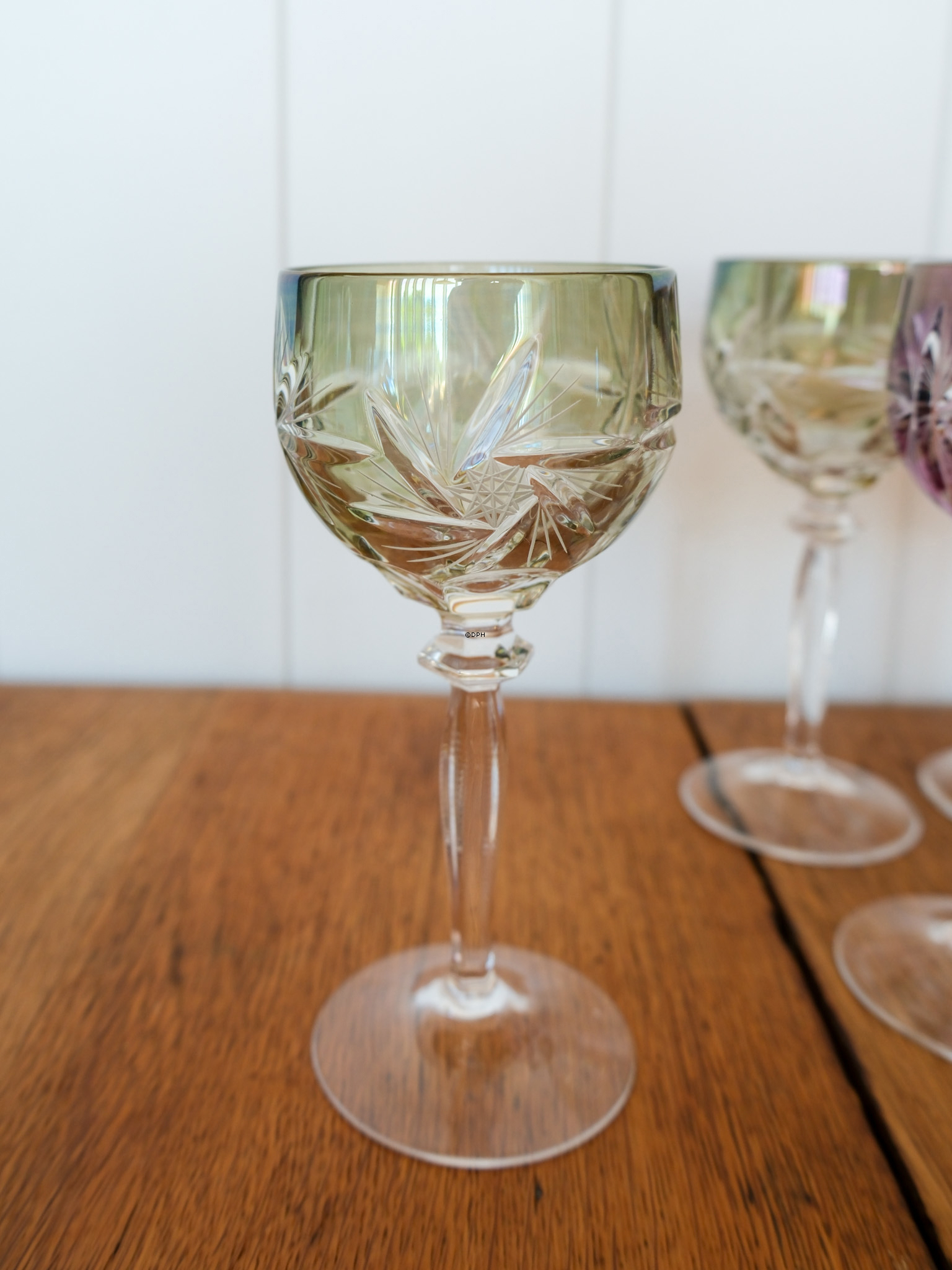 Böhmische Kristallweingläser mit Schliff, Set aus 9 Stück