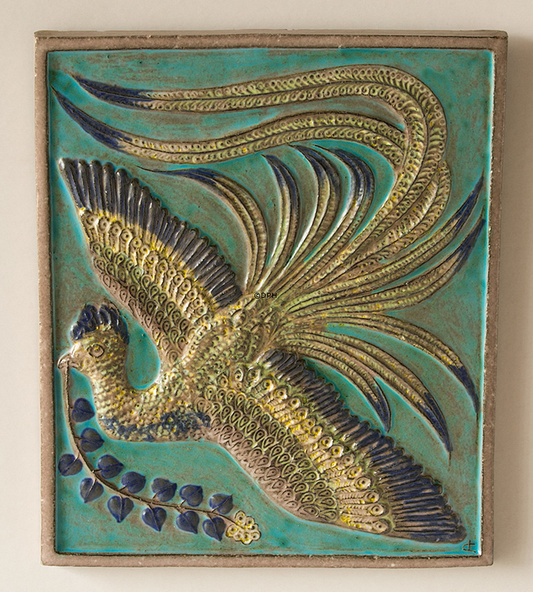 Relief mit Pfau, Knabstrup Steinzeug