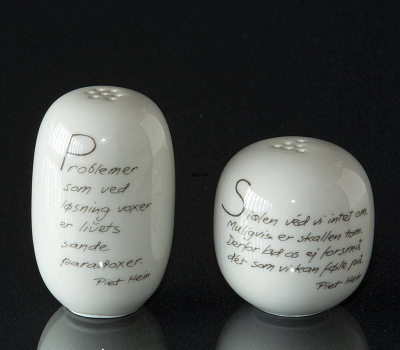 Salz- und Pfefferstreuer mit Text von Piet Hein