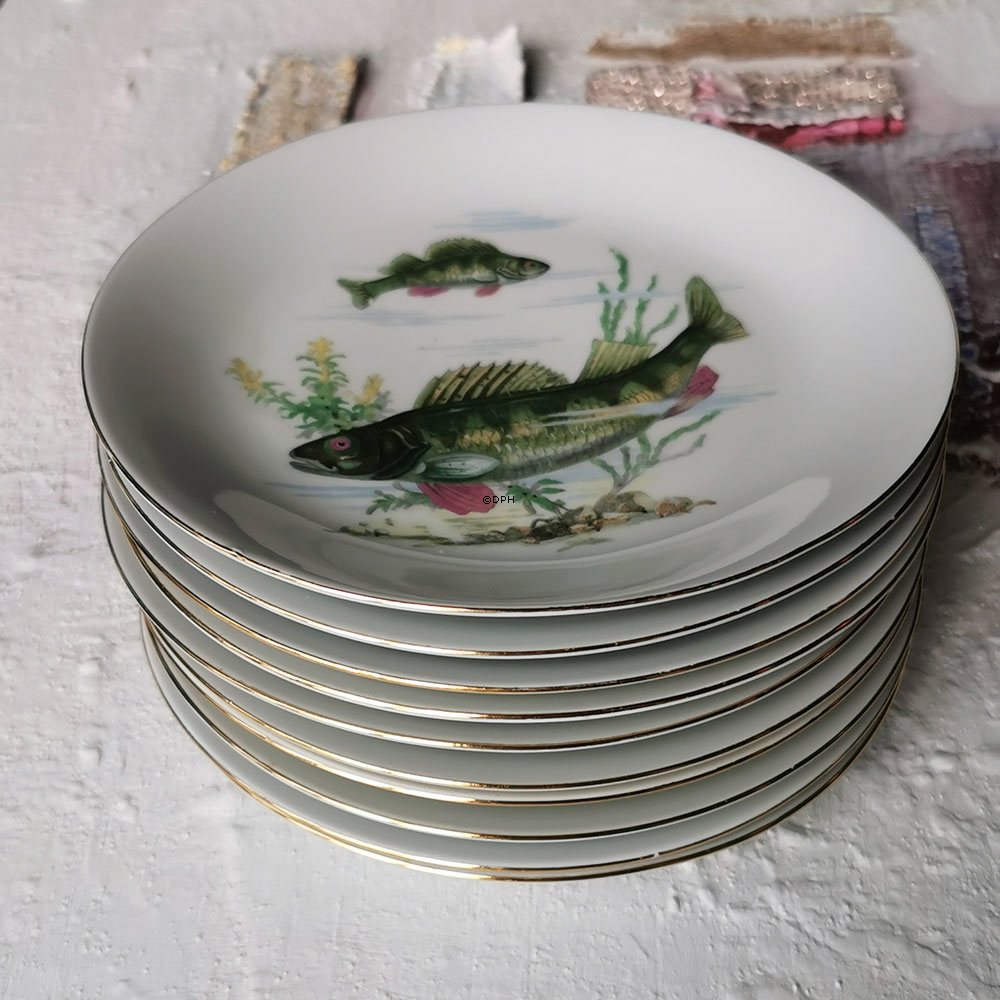 Kahla Könitz Tellern mit Fisch, Set von 10 Stück