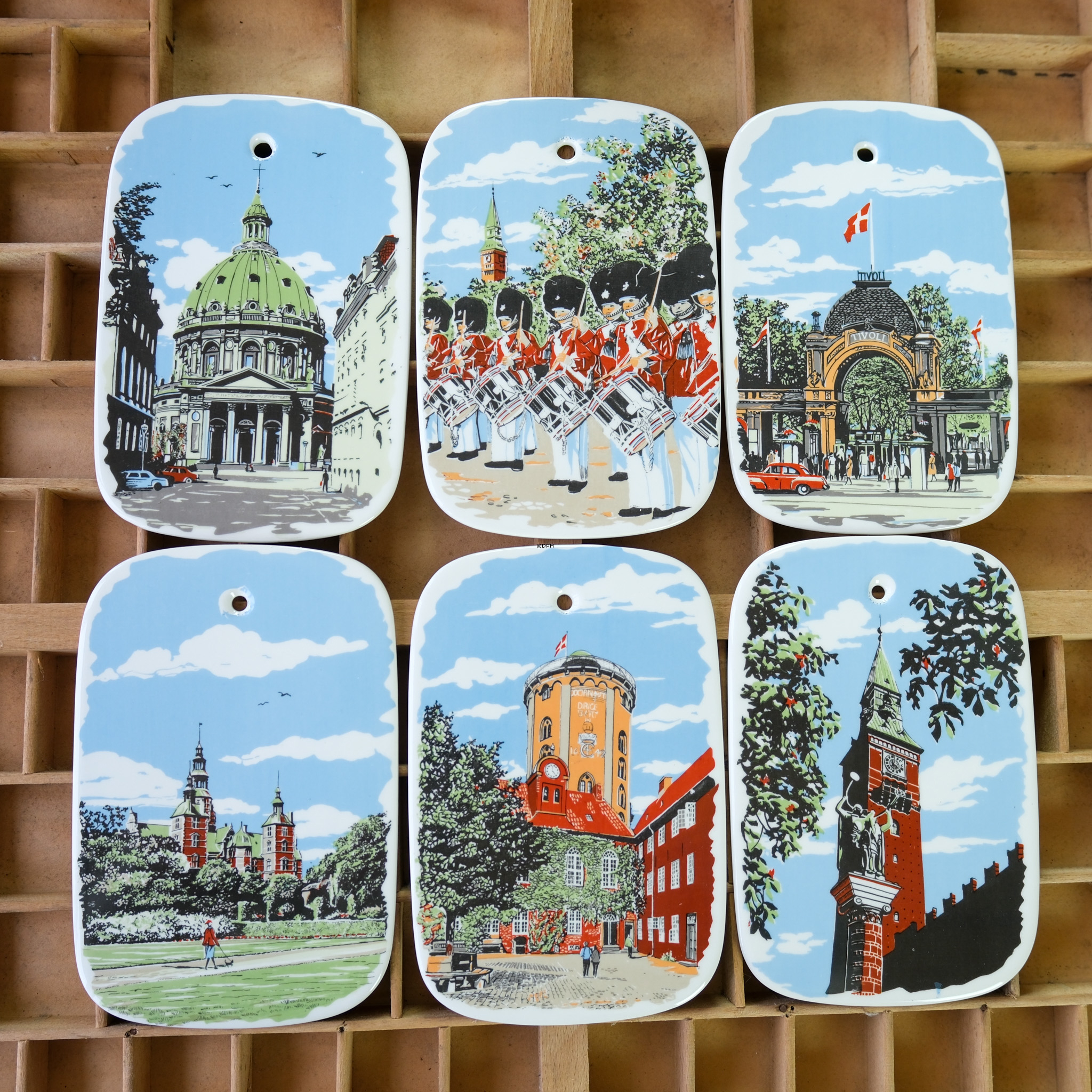 Figgjo Fayence-Platten zur Feier des 800-jährigen Bestehens von Kopenhagen, Set aus 6 Stück