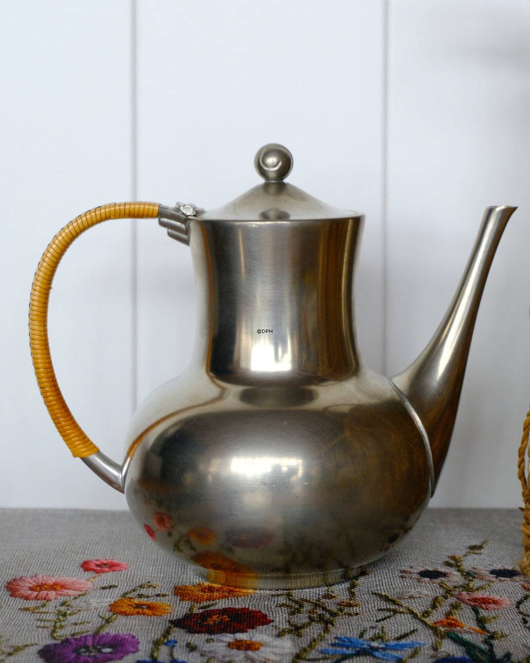 Kaffeekanne, Milchkännchen und Zuckerdose aus holländischem Zinn