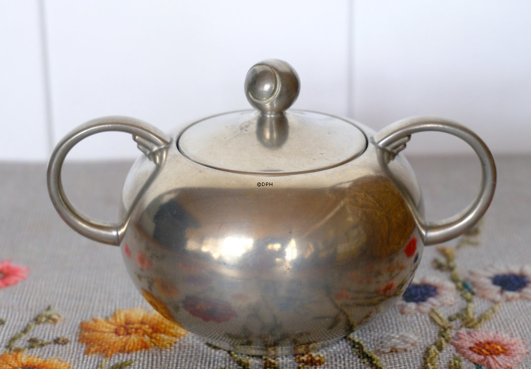 Kaffeekanne, Milchkännchen und Zuckerdose aus holländischem Zinn