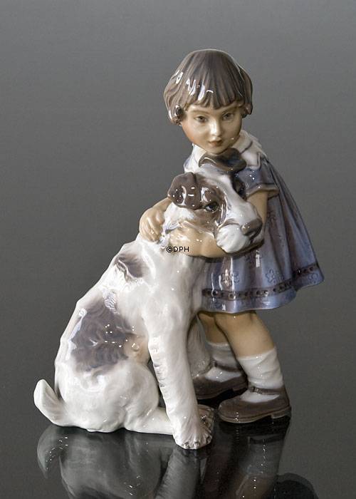 Mädchen mit Hund Figur Dahl Jensen