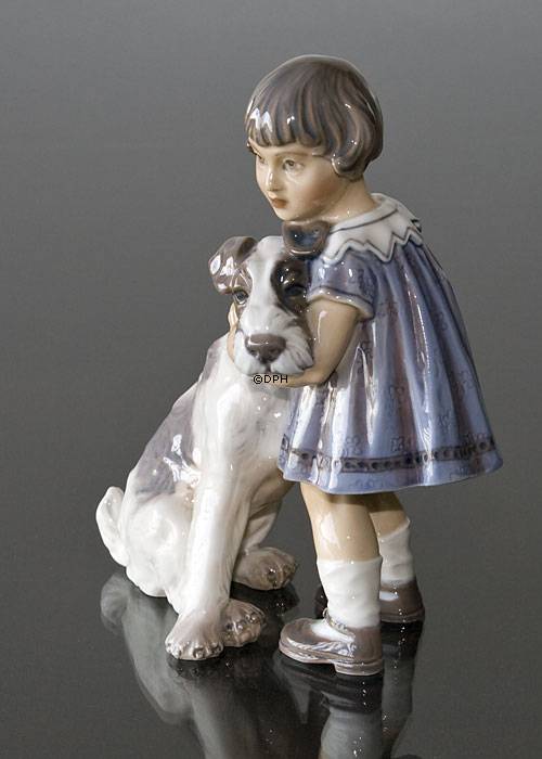 Mädchen mit Hund Figur Dahl Jensen