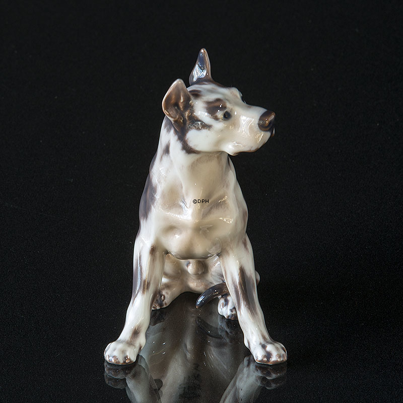 Dahl Jensen Dog figure, seated Grand Danois, no. 1128