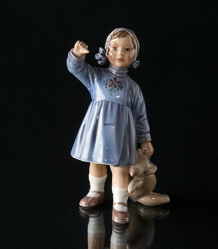 Mädchen mit Teddy Bär winkt, Dahl Jensen Figur