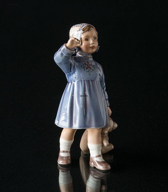 Mädchen mit Teddy Bär winkt, Dahl Jensen Figur