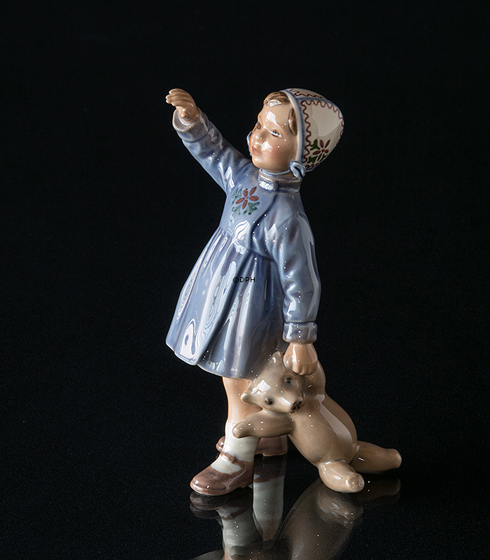 Mädchen mit Teddy Bär winkt, Dahl Jensen Figur