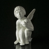 Engel/Cupid mit Rose Figur, weiß, Dahl Jensen Nr. 1163