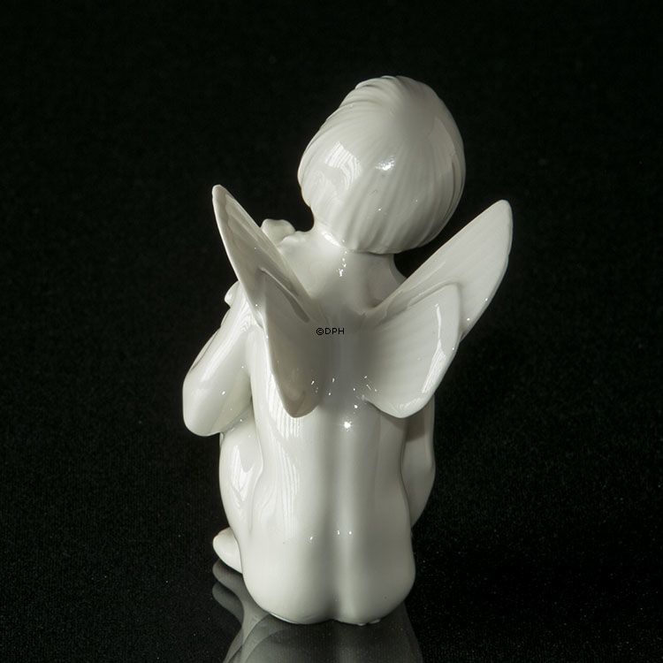 Engel/Cupid mit Rose Figur, weiß, Dahl Jensen Nr. 1163