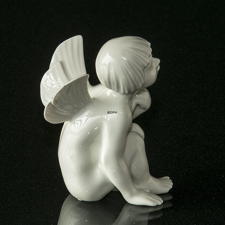 Engel/Cupid mit Rose Figur, weiß, Dahl Jensen Nr. 1163
