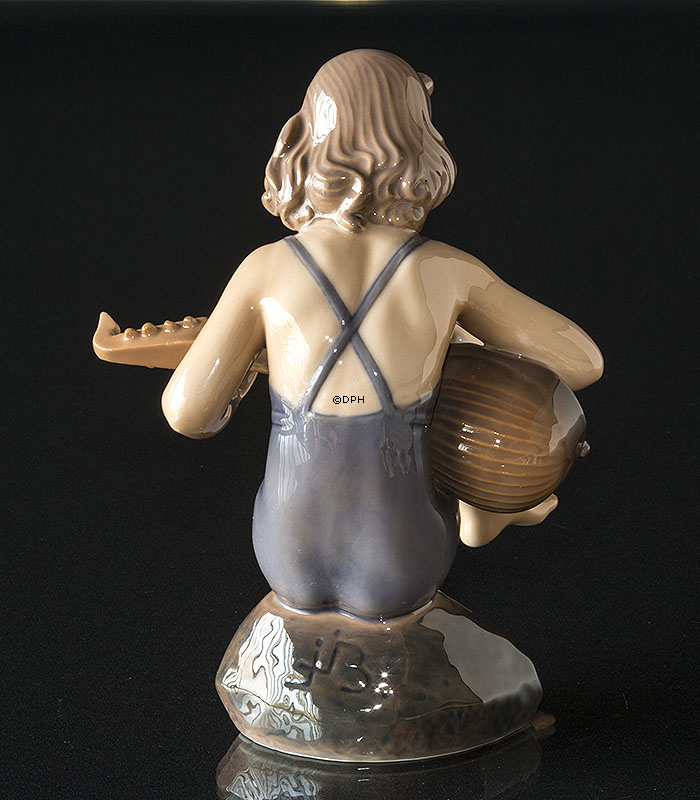 Schwimmen Mädchen mit Mandolin, Dahl Jensen Figur Nr. 1172