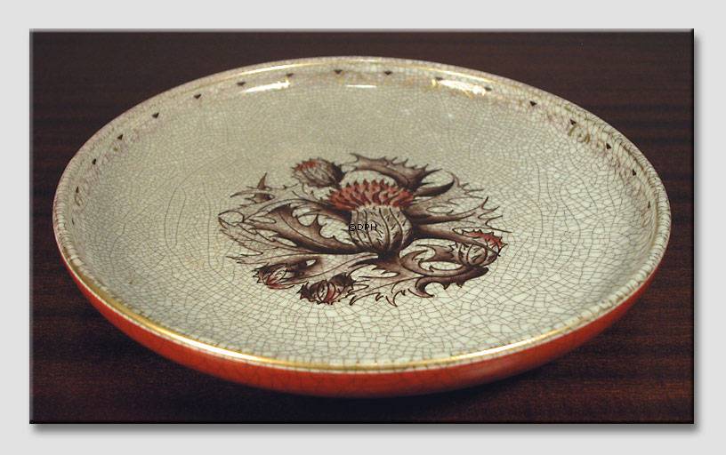 Schale "Orange mit Blume", Craquele, 18cm