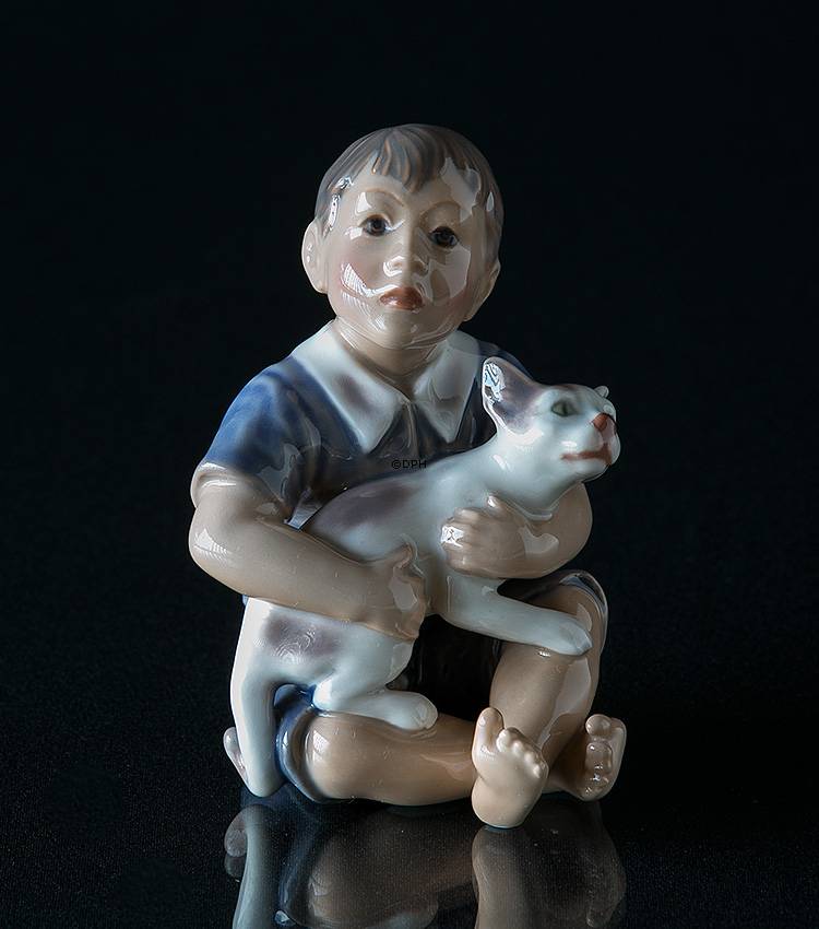 Junge mit Katze Dahl Jensen Figur Nr. 1291