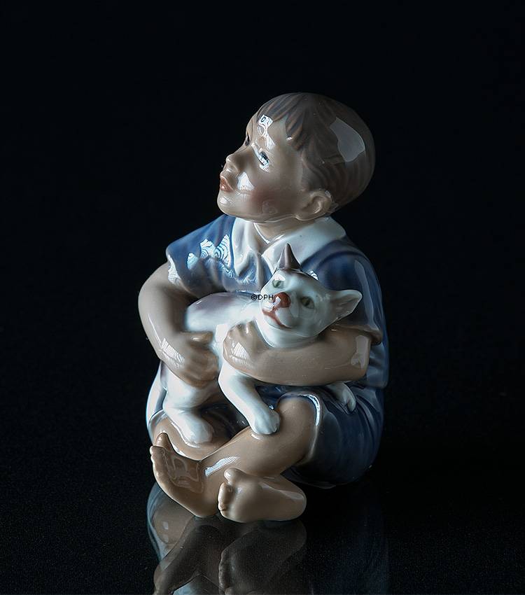 Junge mit Katze Dahl Jensen Figur Nr. 1291