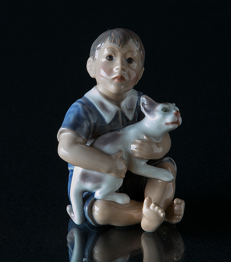 Junge mit Katze Dahl Jensen Figur Nr. 1291