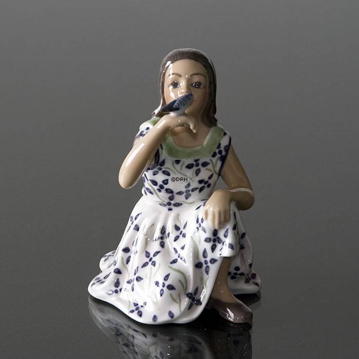 Mädchen "Anne" mit Vogel Figur Dahl Jensen
