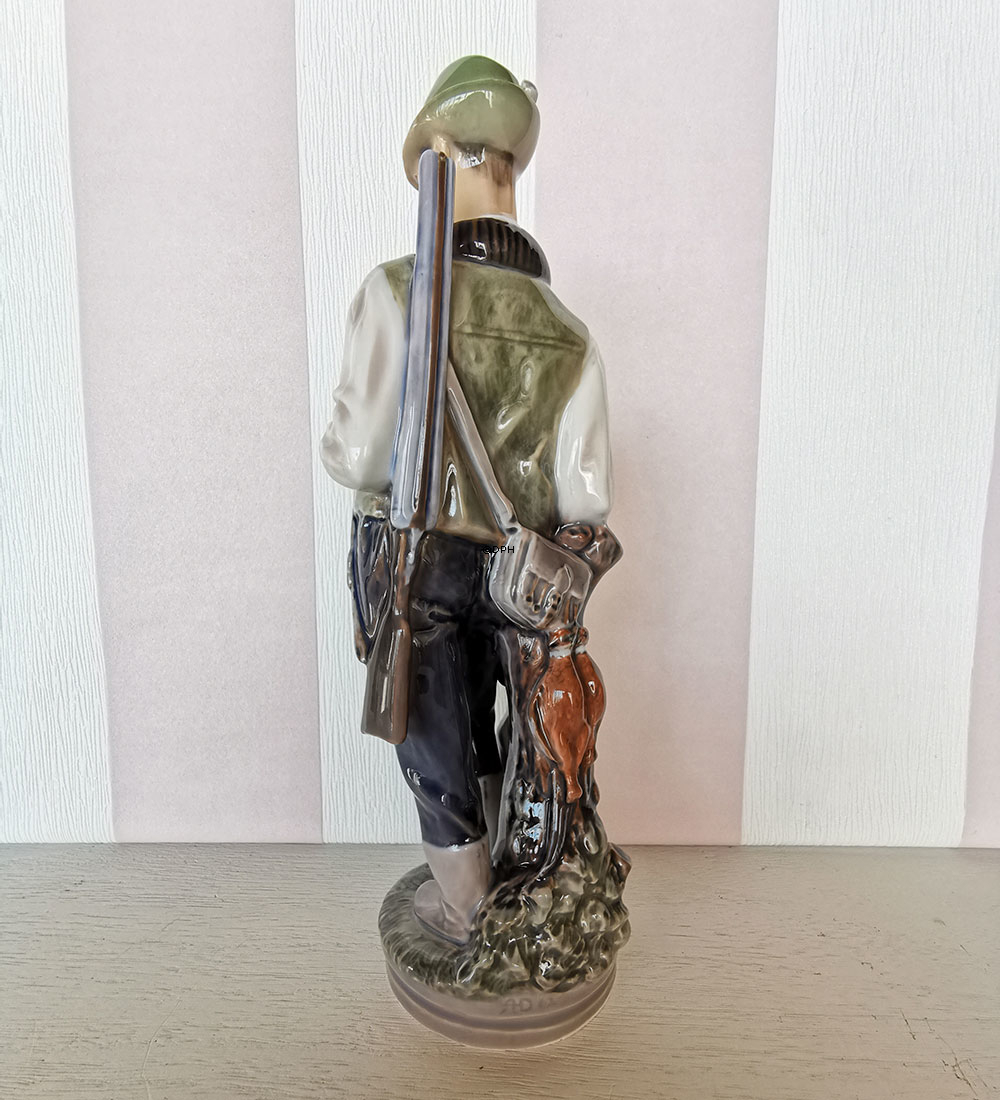 Dahl Jensen Jäger Figur Nr. 1373, Mann mit Hund und Jagdgewehr