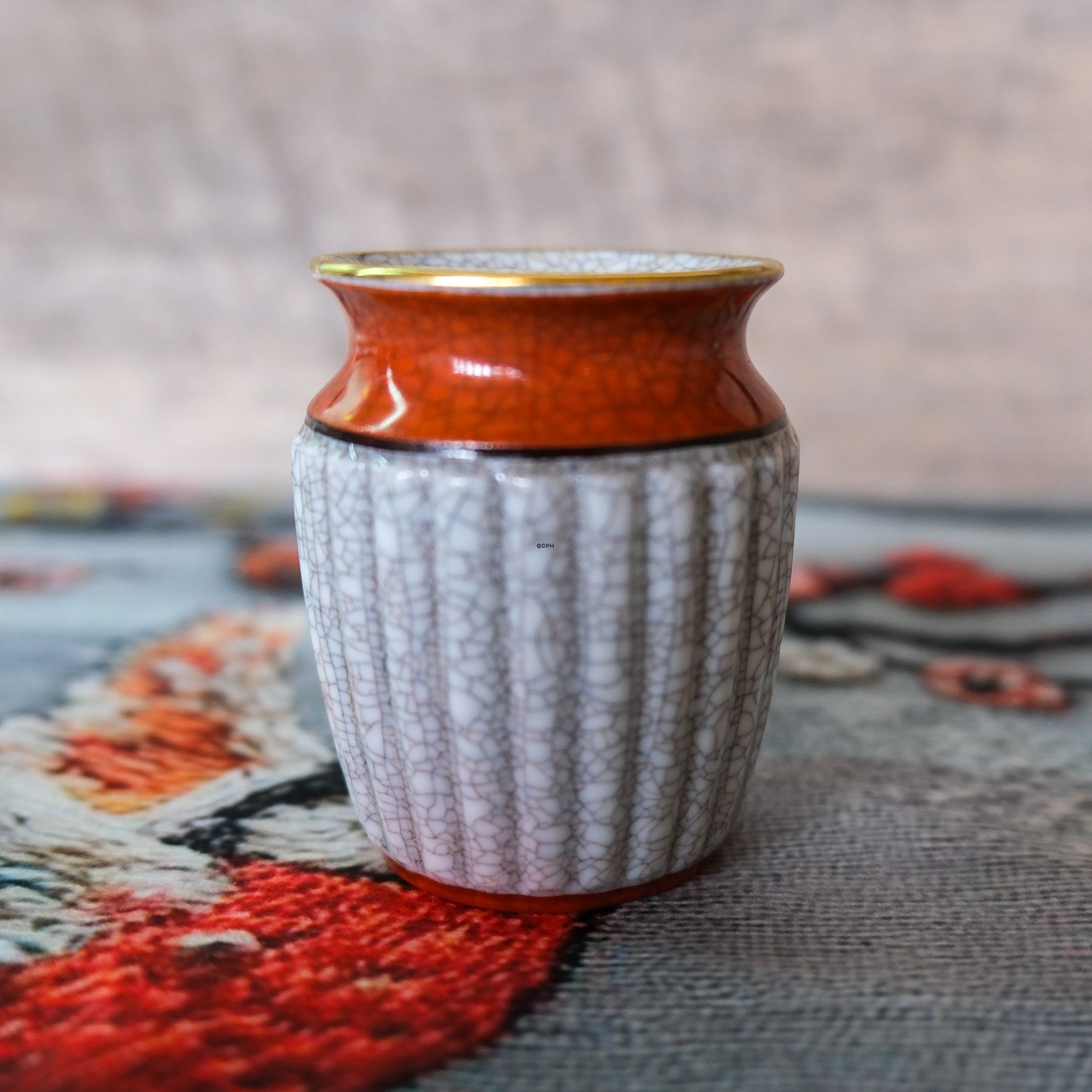 Dahl Jensen Vase, orange Craquelé Nr. 234-684