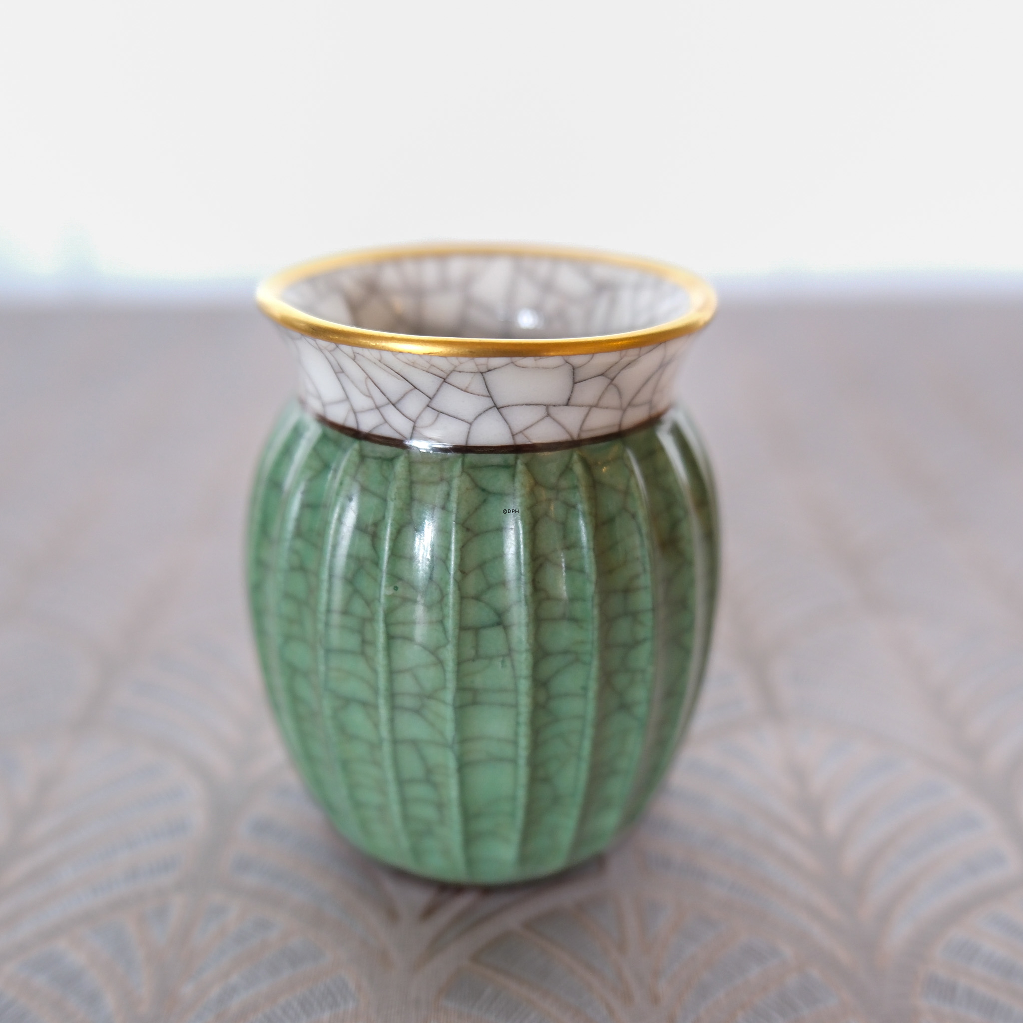 Dahl Jensen Vase, grün Craquelé Nr. 235-680