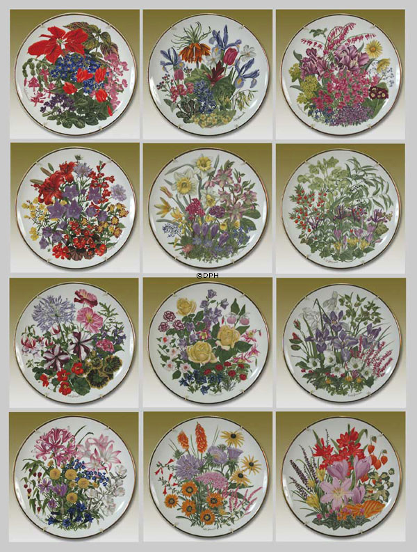 Franklin Porzellan, Wedgwood, Teller mit Blumen des Jahres November