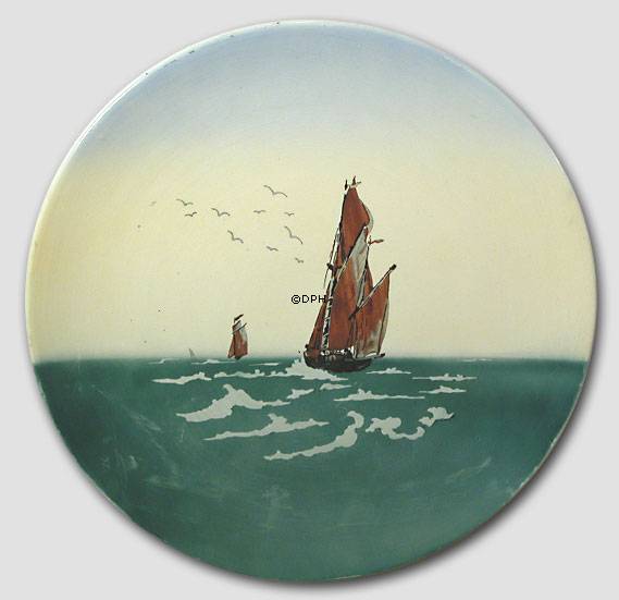 Teller mit Schiffen, Satz von 2 Stück. ø 30 cm