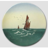 Teller mit Schiffen, Satz von 2 Stück. ø 30 cm