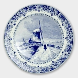 Teller mit Landschaft mit Windmühle Nr. 303.28, Delft