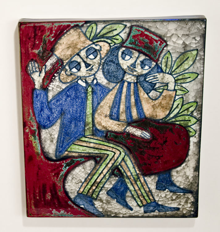 Michael Andersen & Søn Keramikbild Dame und Mann