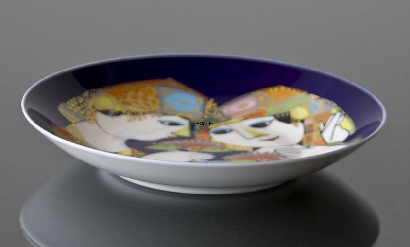 Rosenthal Björn Wiinblad Teller Studio-Linie Paar mit Blumen