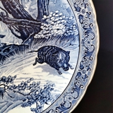 Teller mit Wildschweinjagd, Holländischer Delfts Teller