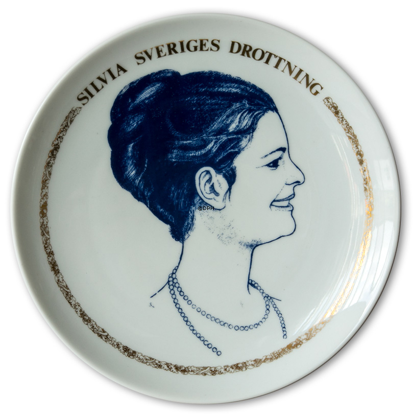 Elgporslin Schwedischer Gedenkteller mit Schwedischem Wappen 1873-1973