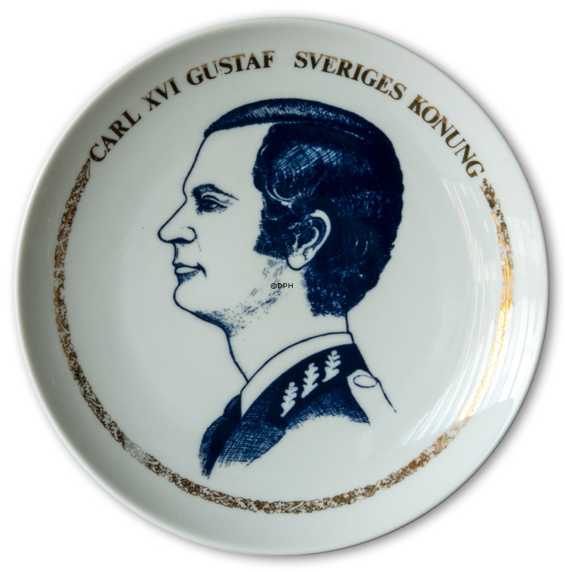 Elgporslin Schwedischer Gedenkteller mit Schwedischem Wappen 1873-1973