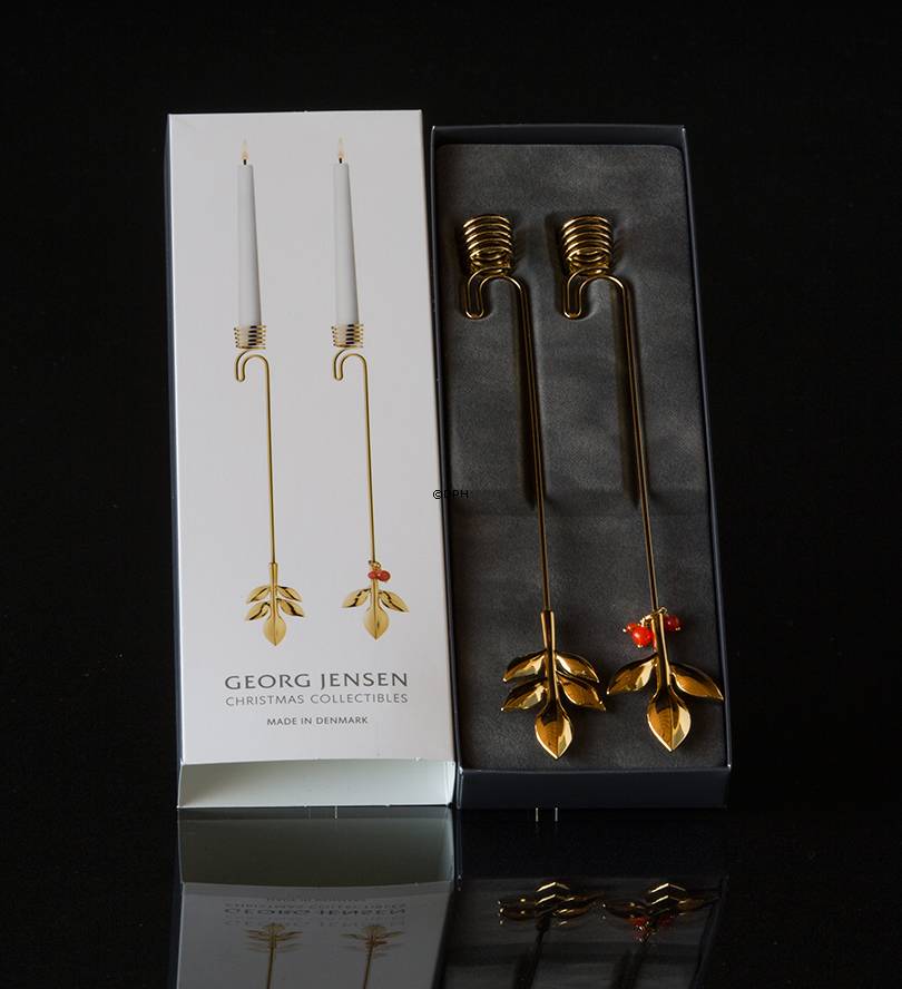 Set aus 2 Magnolienblättern - Georg Jensen Kerzenhalterset 2016