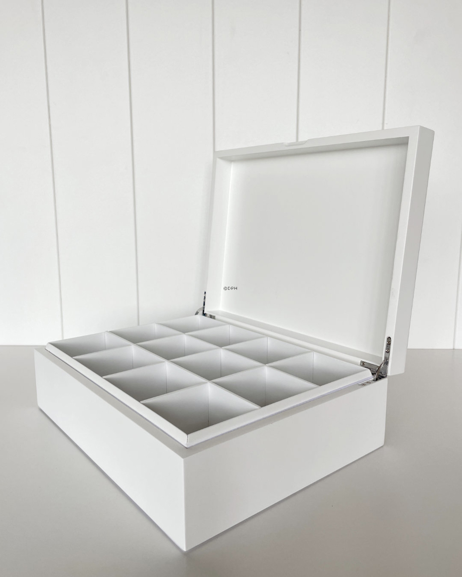 Weiße Aufbewahrungsbox mit 12 Fächern 31x23x10cm